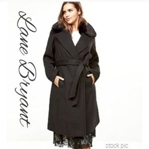 NEW Lane Bryant Plus Sz 22/24 Dress Coat Black Faux Fur Collar